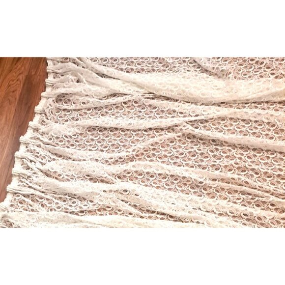 White Lace Curtain Panel Pinch Pleat Extra Large Floral Cottage Granny 70x85 - Picture 3 of 4
